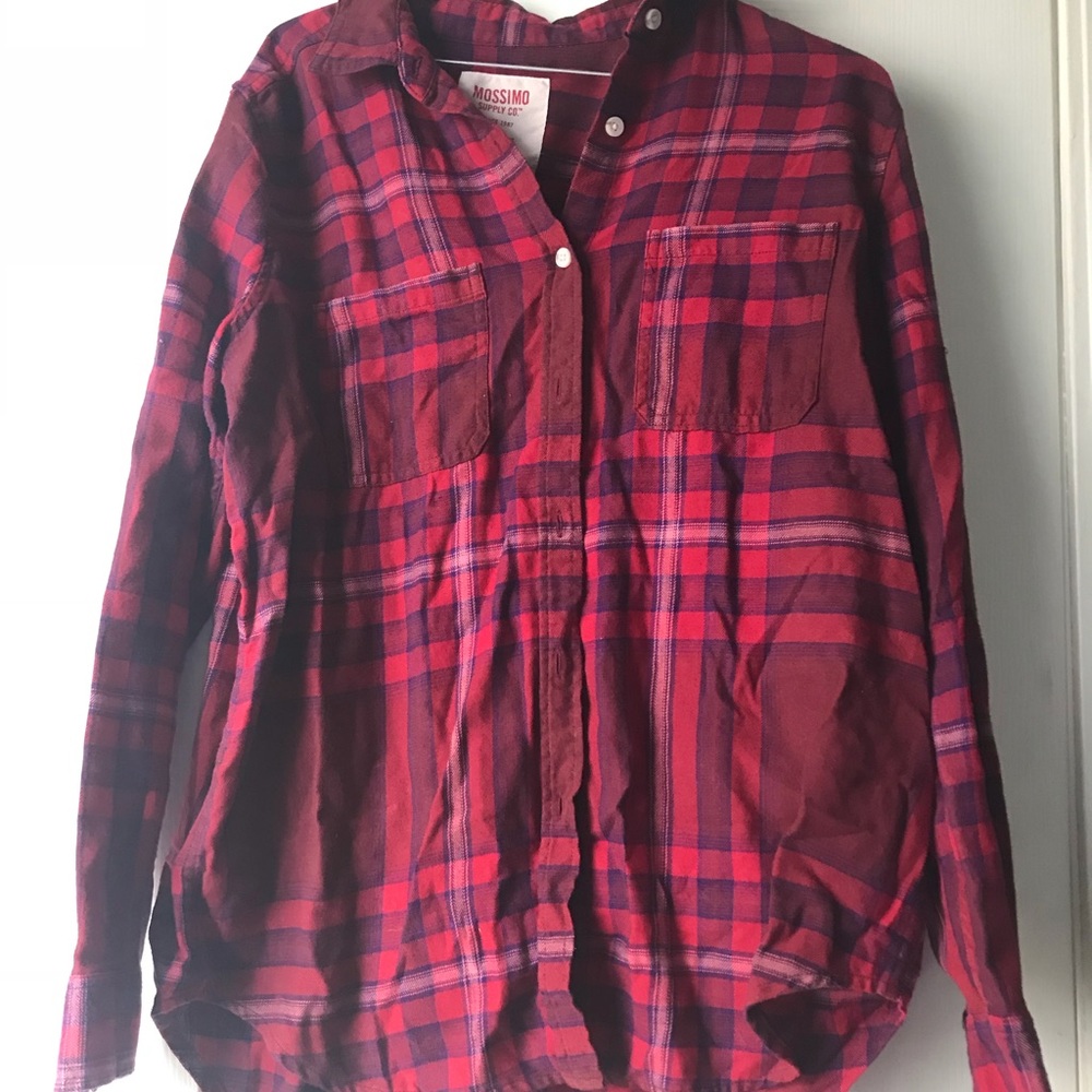 Red plaid shirt.